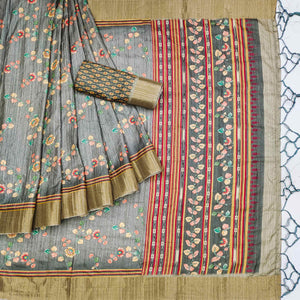 grey-floral-printed-matka-tussar-saree-with-tassels-1
