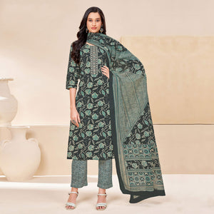 green-printed-with-tie-embroidered-poly-cotton-suit