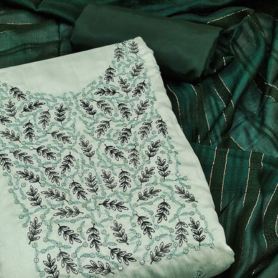 green-floral-embroidered-cotton-silk-dress-material