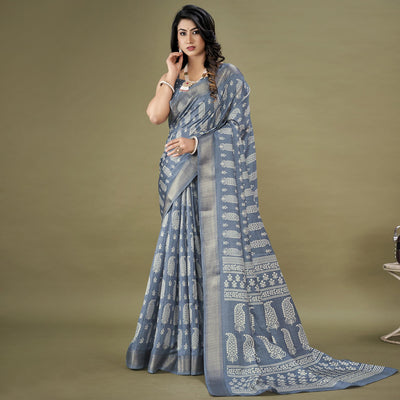 grey-floral-printed-dola-silk-saree