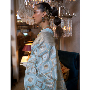 Light Blue Woven Art Silk Saree