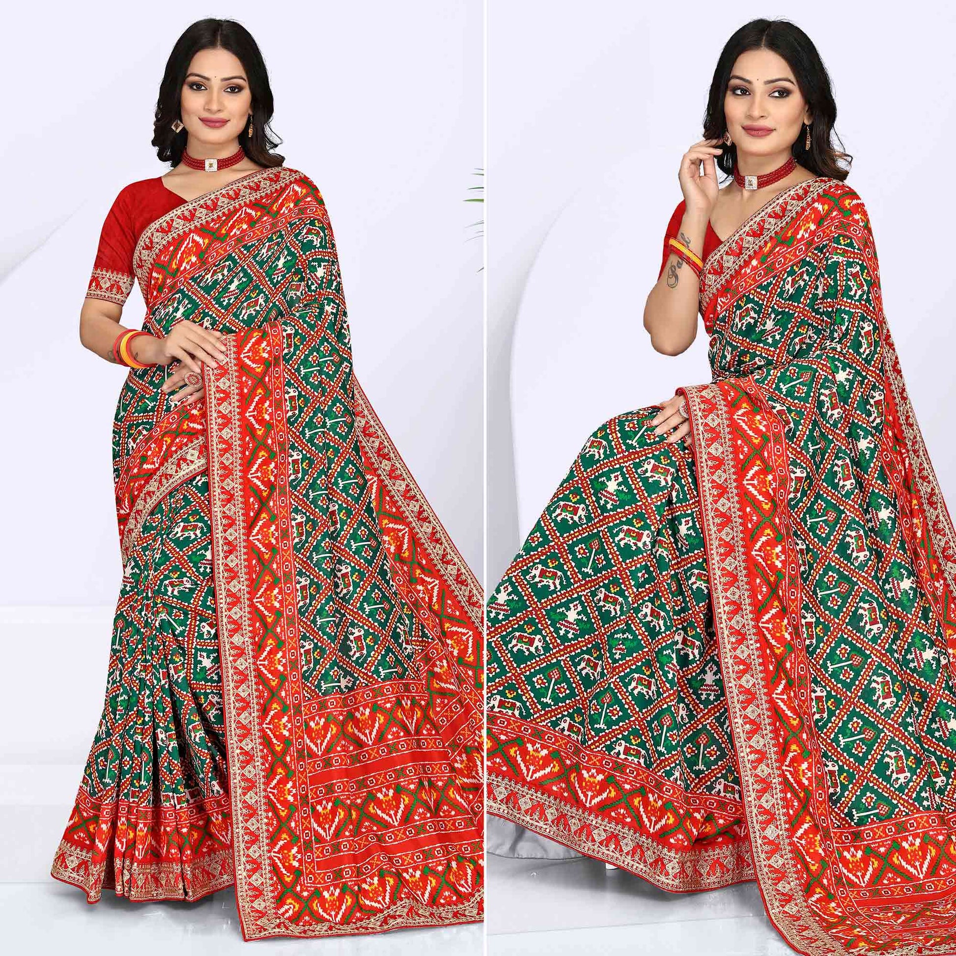 green-red-digital-printed-with-sequins-vichitra-silk-saree