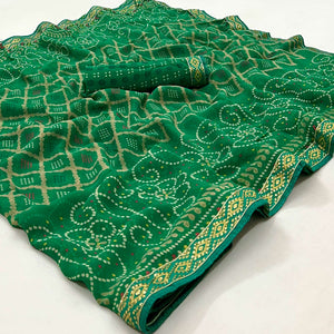 light-green-bandhani-printed-georgette-saree-with-designer-border