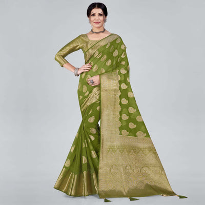 green-woven-organza-saree-with-tassels-2