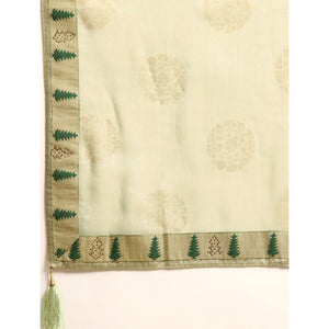 Light Green Foil Printed With Swarovski Chiffon Saree