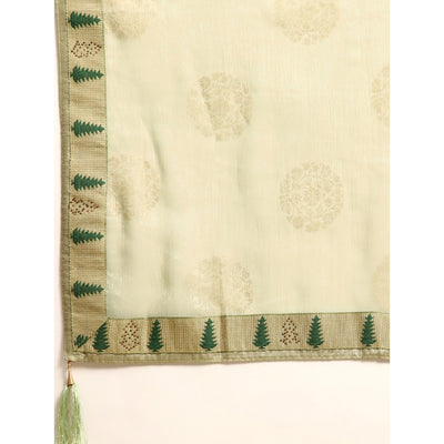 Light Green Foil Printed With Swarovski Chiffon Saree