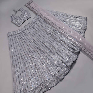 Grey Sequins Embroidered Georgette Lehenga Choli