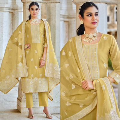 Mehendi Green Woven Pure Cotton Suit