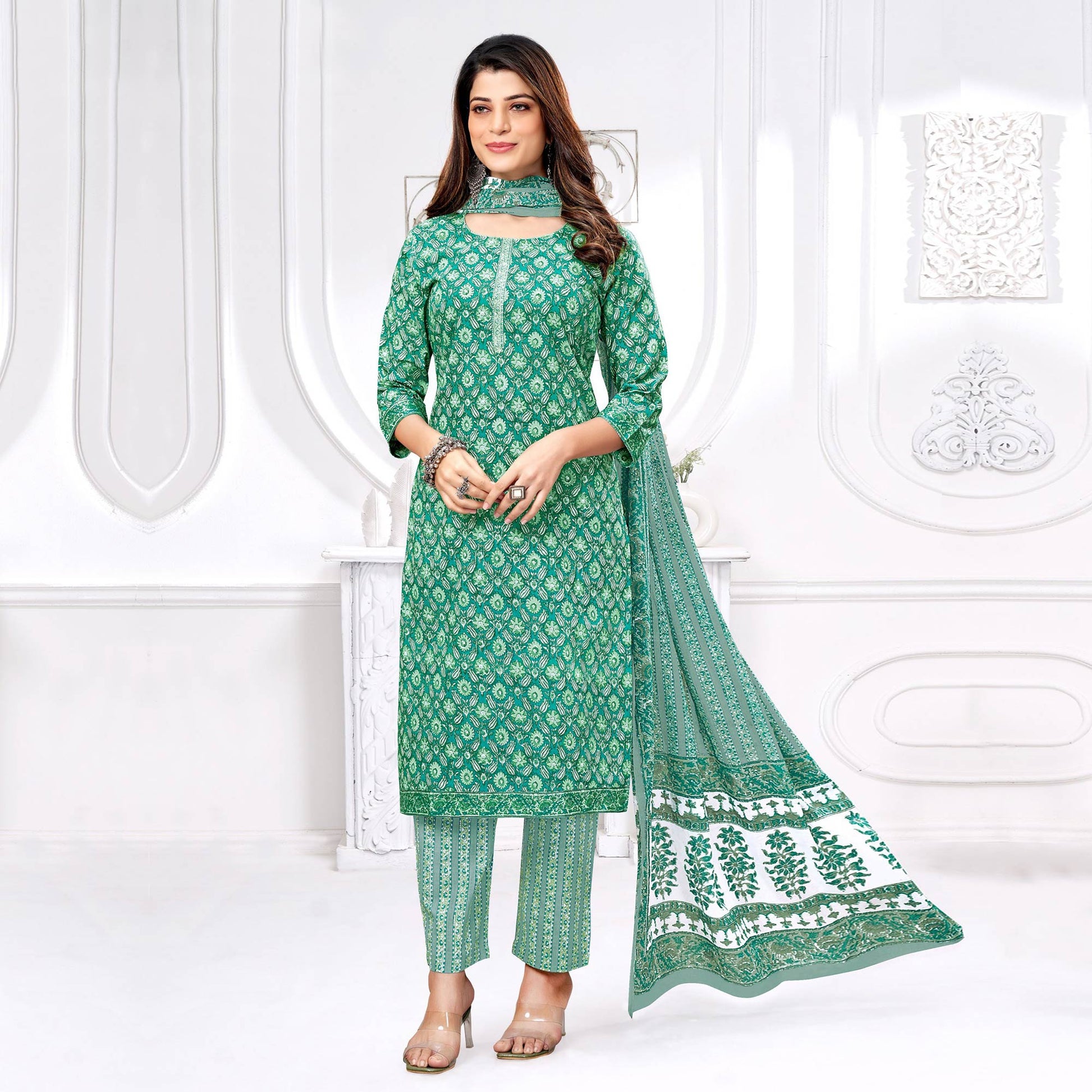green-printed-poly-cotton-suit