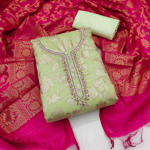 green-floral-woven-with-handwork-banarasi-silk-dress-material