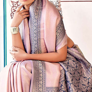 Light Pink Woven Kanchipuram Art Silk Saree