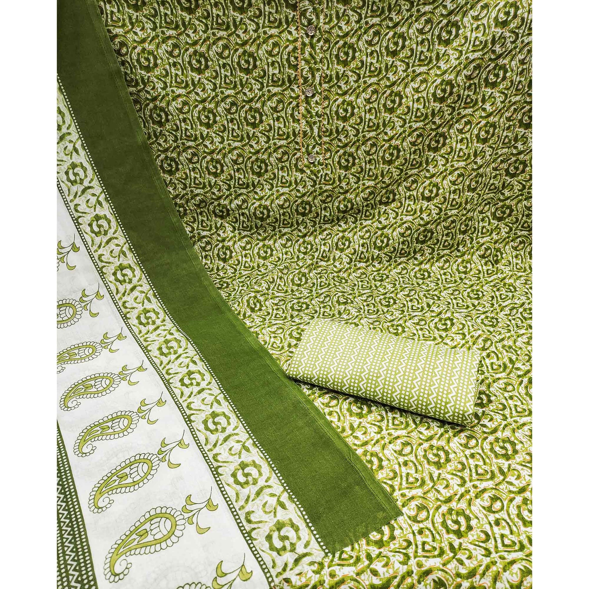 green-floral-printed-cotton-dress-material