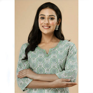 green-floral-printed-pure-cotton-kurti
