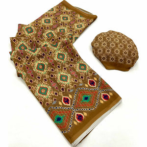 Brown Digital Printed Georgette Saree