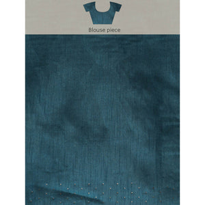 Blue Swarovski With Embroidery Work Viscose Chiffon Saree