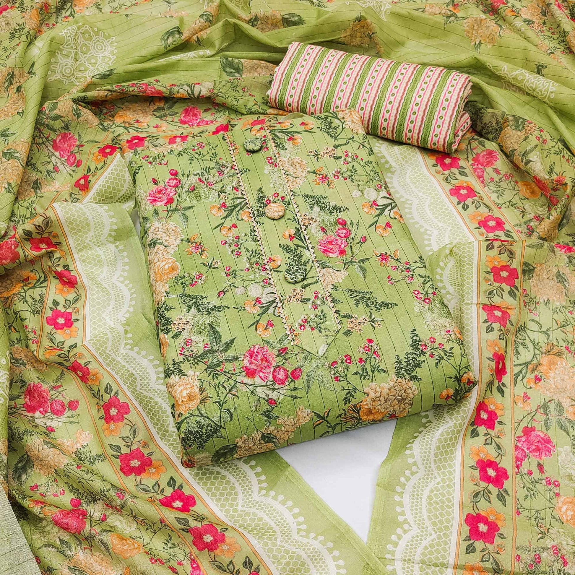 green-floral-printed-printed-poly-cotton-dress-material