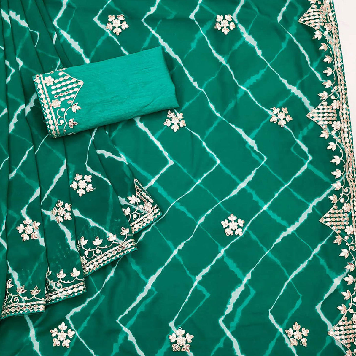 green-printed-with-gota-work-georgette-saree