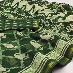 green-printed-poly-cotton-saree-1