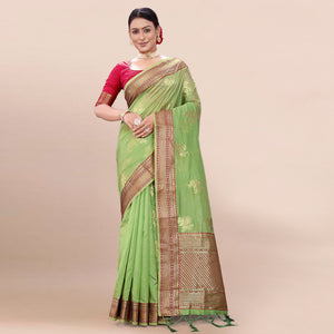 green-woven-organza-saree-with-tassels-10