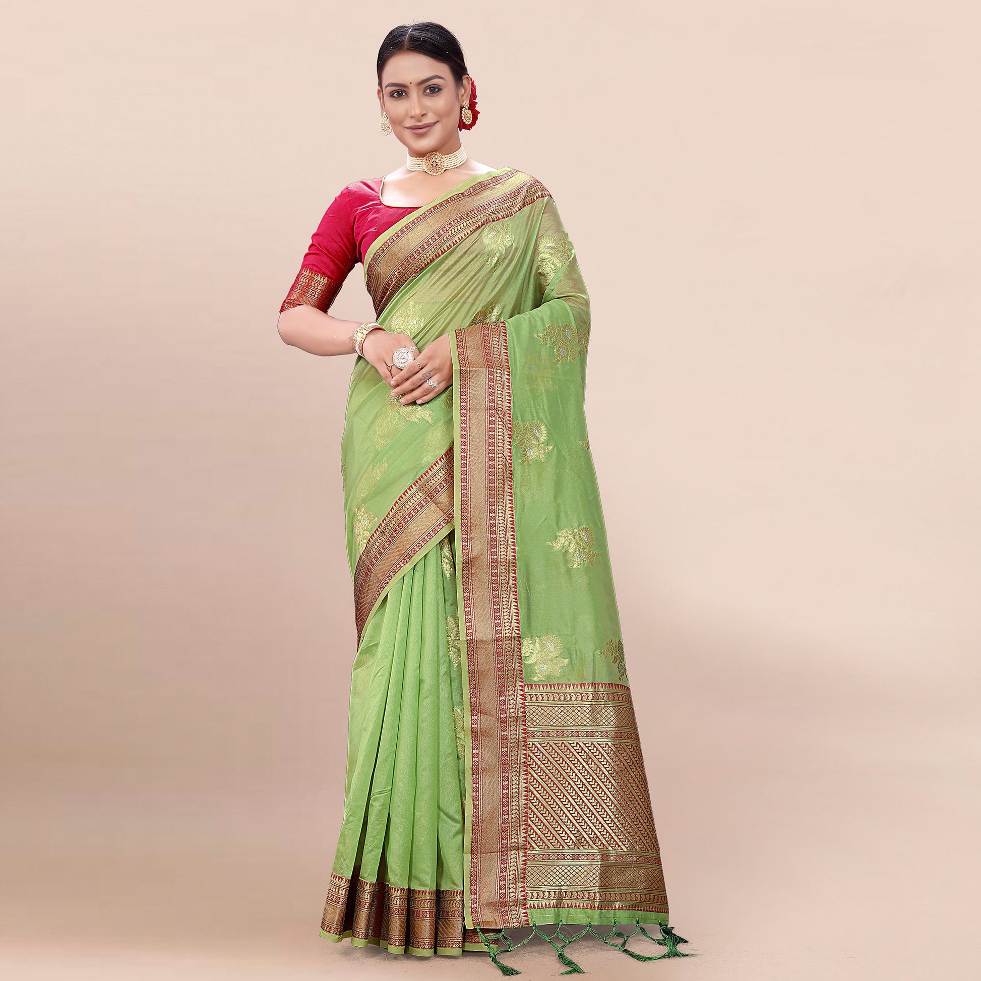 green-woven-organza-saree-with-tassels-10
