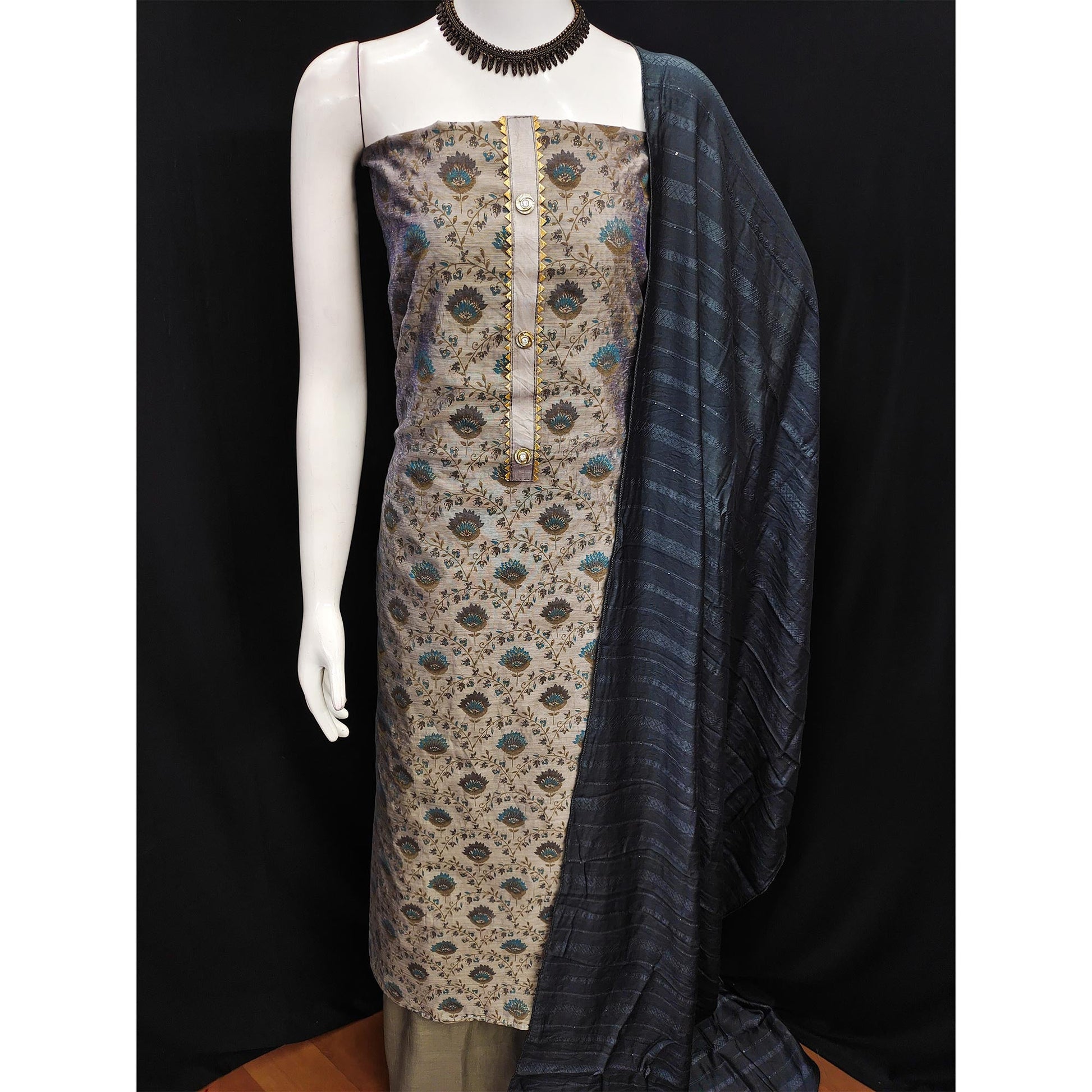 grey-floral-printed-chanderi-dress-material