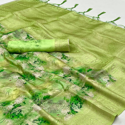 green-floral-digital-printed-jacquard-saree