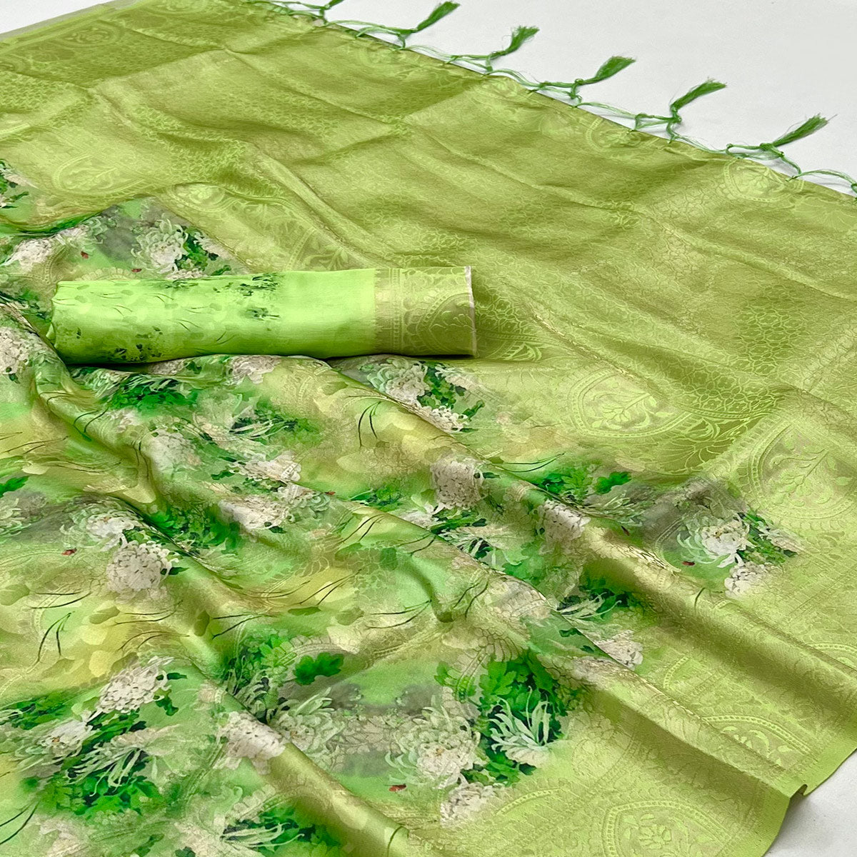 green-floral-digital-printed-jacquard-saree