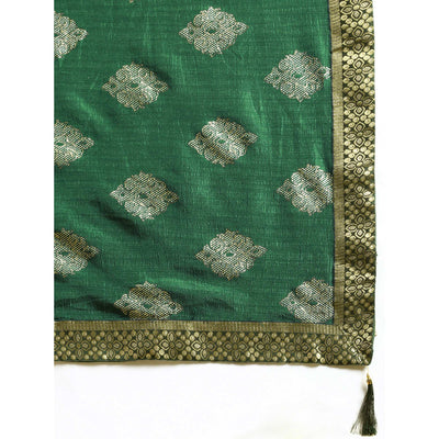 green-floral-foil-printed-vichitra-silk-saree