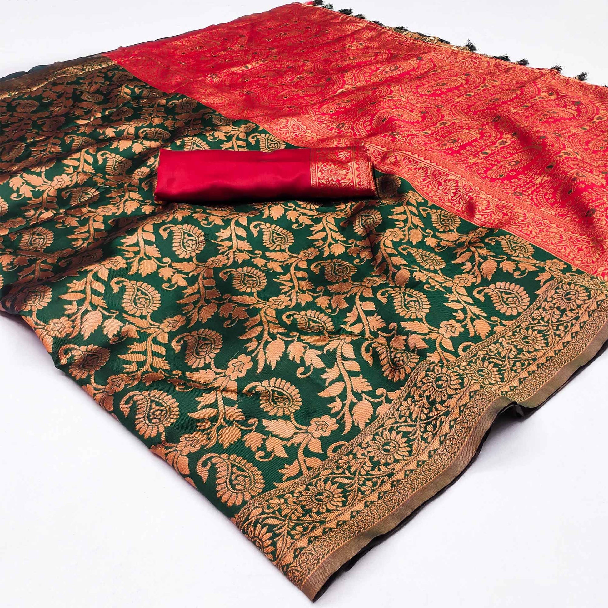 green-floral-woven-jacquard-saree