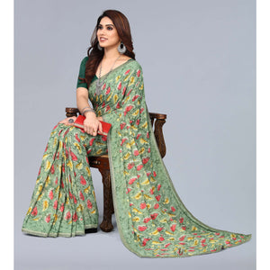 green-printed-georgette-saree-with-crochet-border