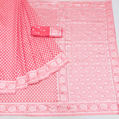 Gajari Pink  Woven Cotton Silk Saree