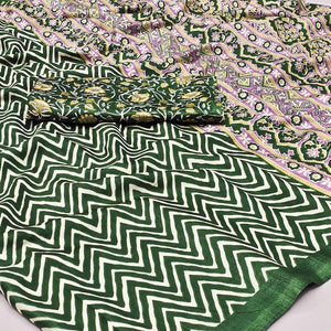 green-striped-printed-art-silk-saree