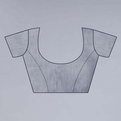 Grey Printed Georgette Saree With Crochet Border