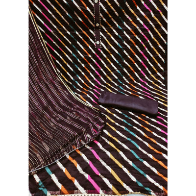 Brown Woven Organza Dress Material