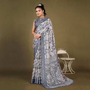 grey-floral-printed-jute-saree-with-tassels