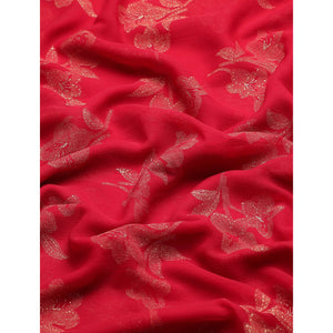 Maroon Floral Foil Printed Zomato Saree