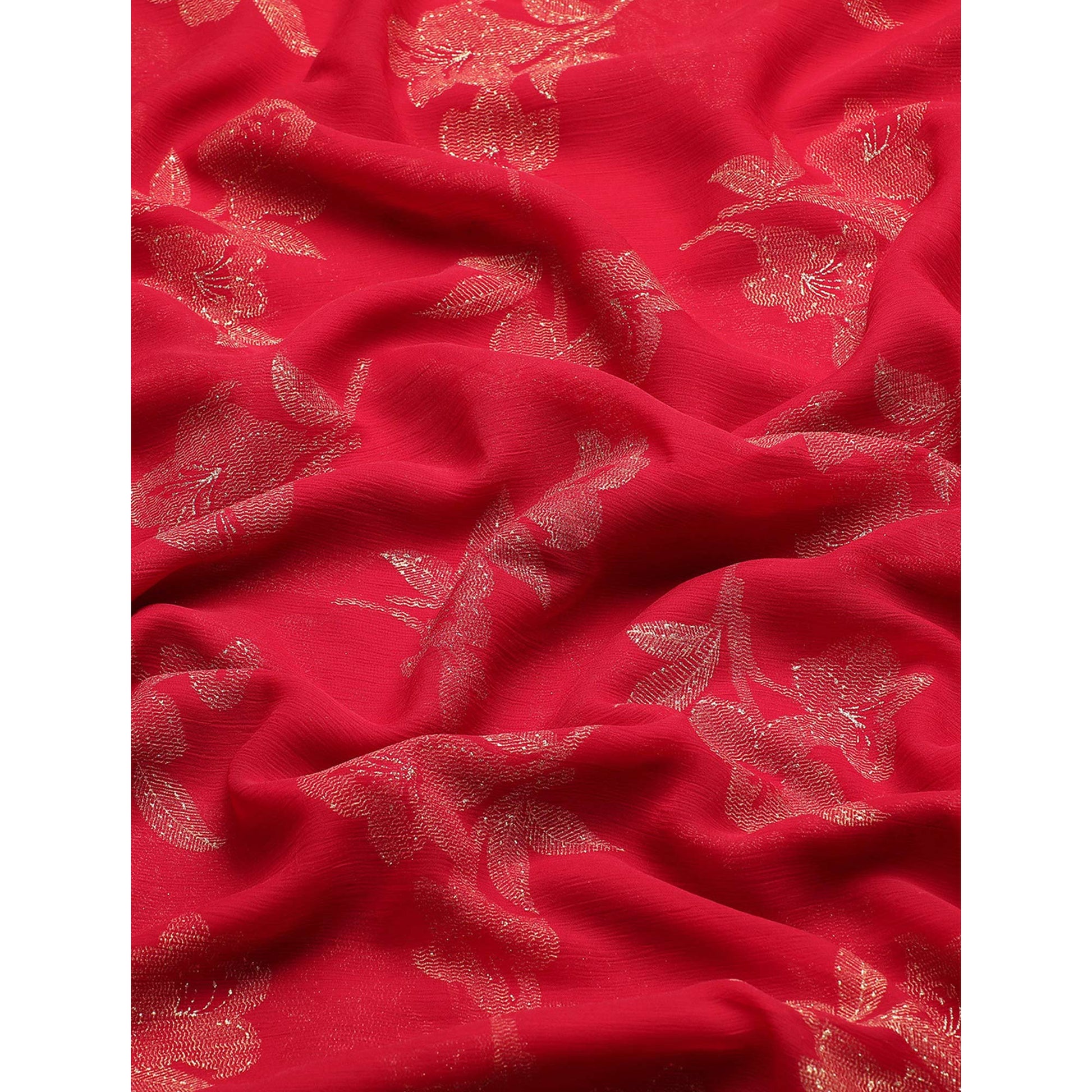 Maroon Floral Foil Printed Zomato Saree