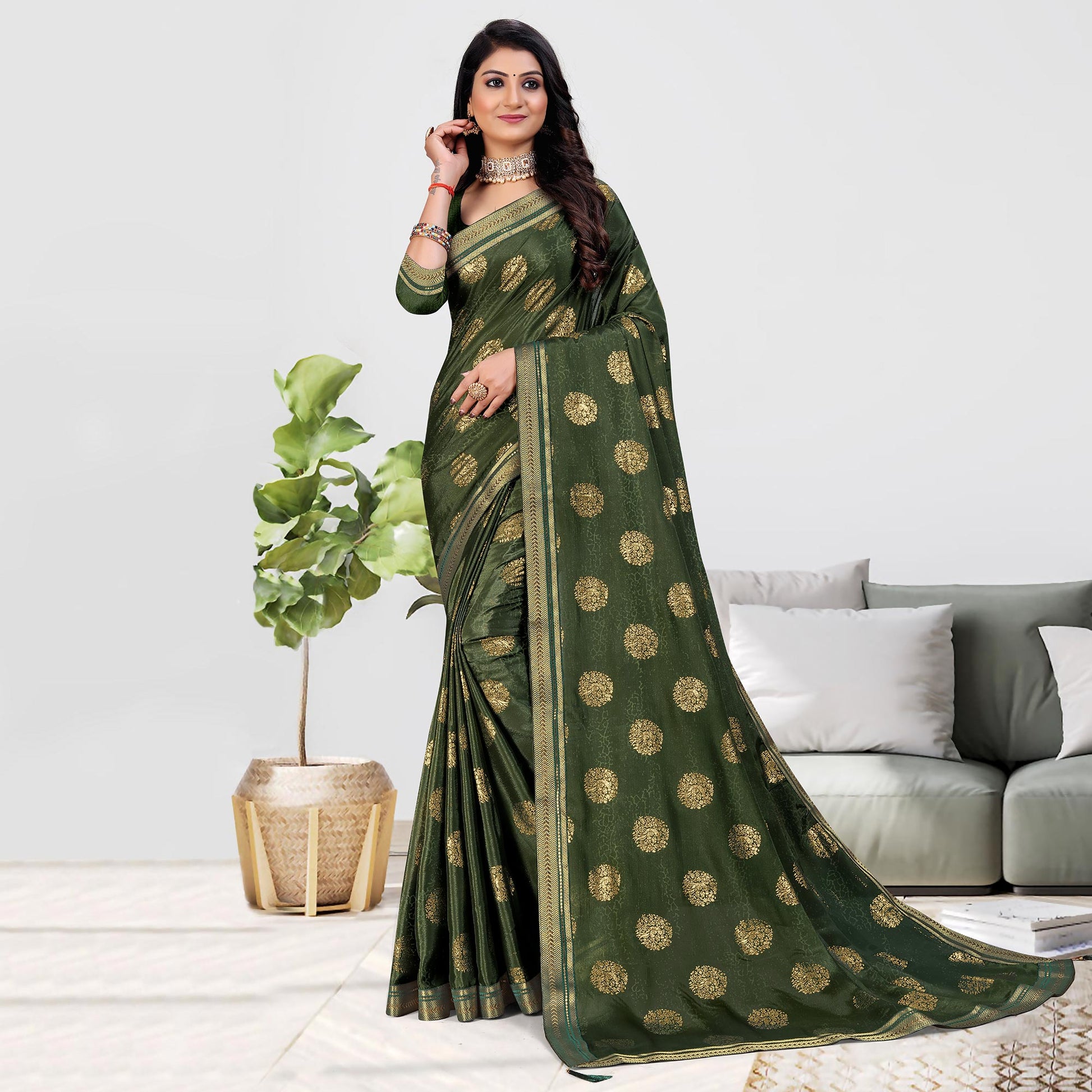 green-foil-printed-chiffon-saree-1