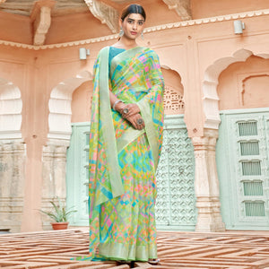 green-printed-poly-cotton-saree