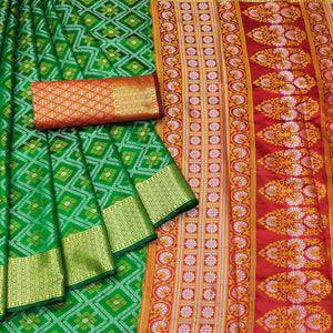 2green-bandhani-woven-banarasi-silk-saree