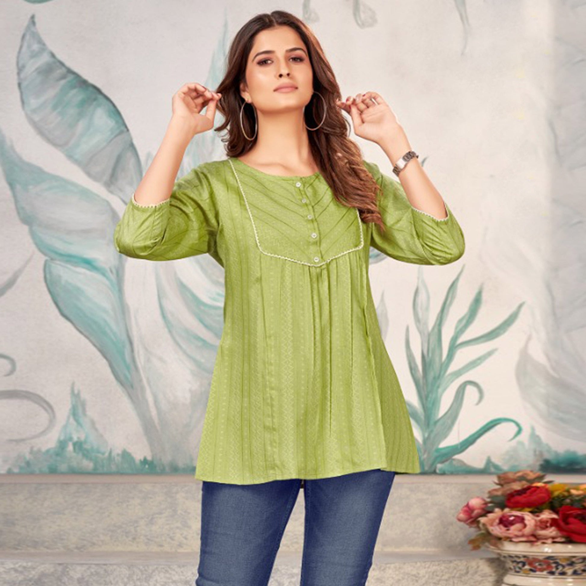 green-embroidered-chiffon-top
