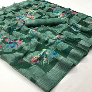 16green-floral-printed-linen-saree