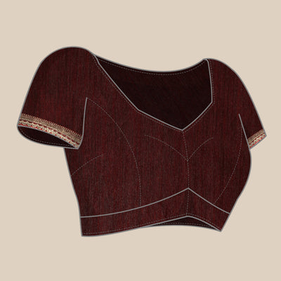 Maroon Foil Printed With Embroidered Border Chiffon Saree