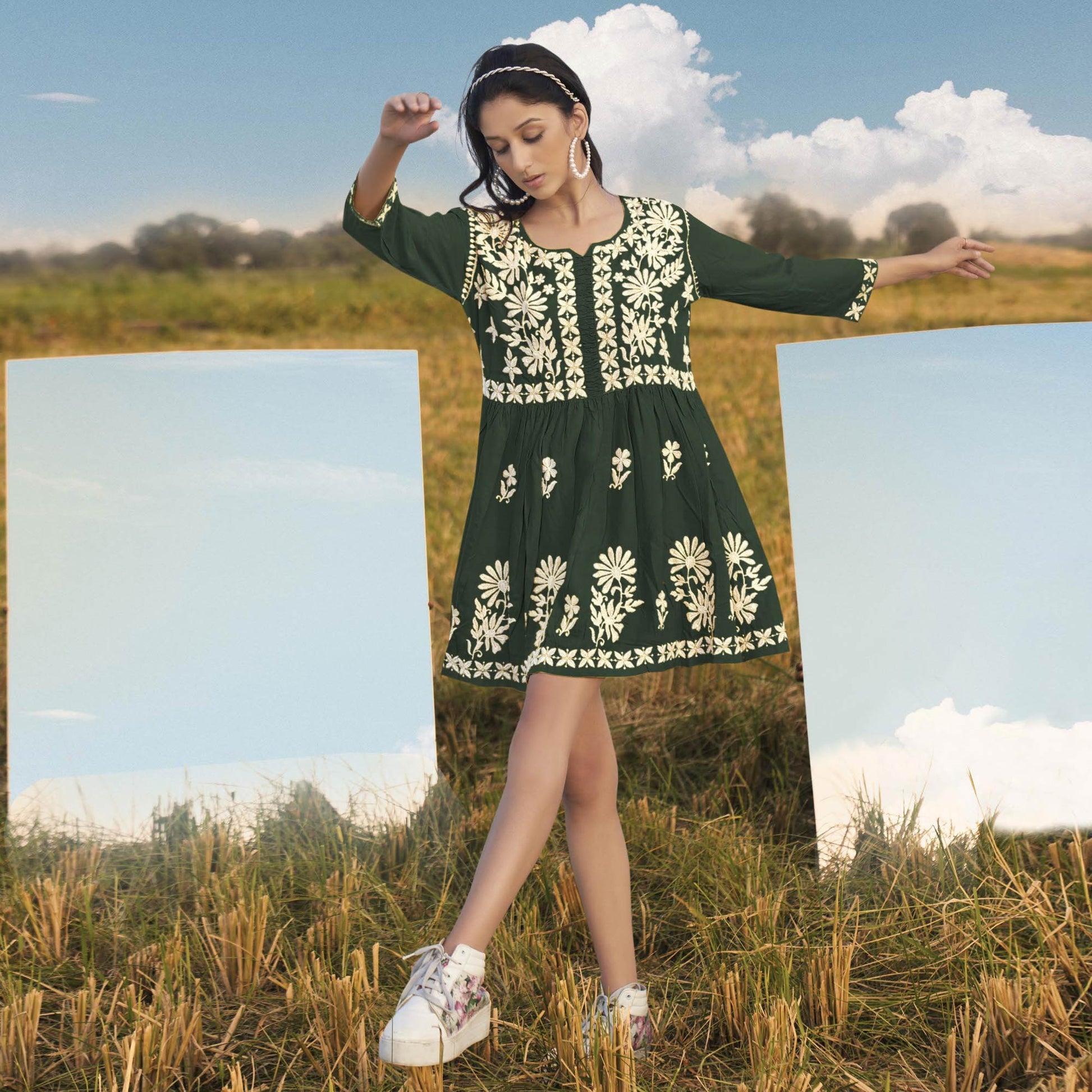 green-floral-embroidered-rayon-tunic