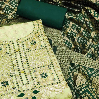 green-woven-with-embroidered-chanderi-dress-material