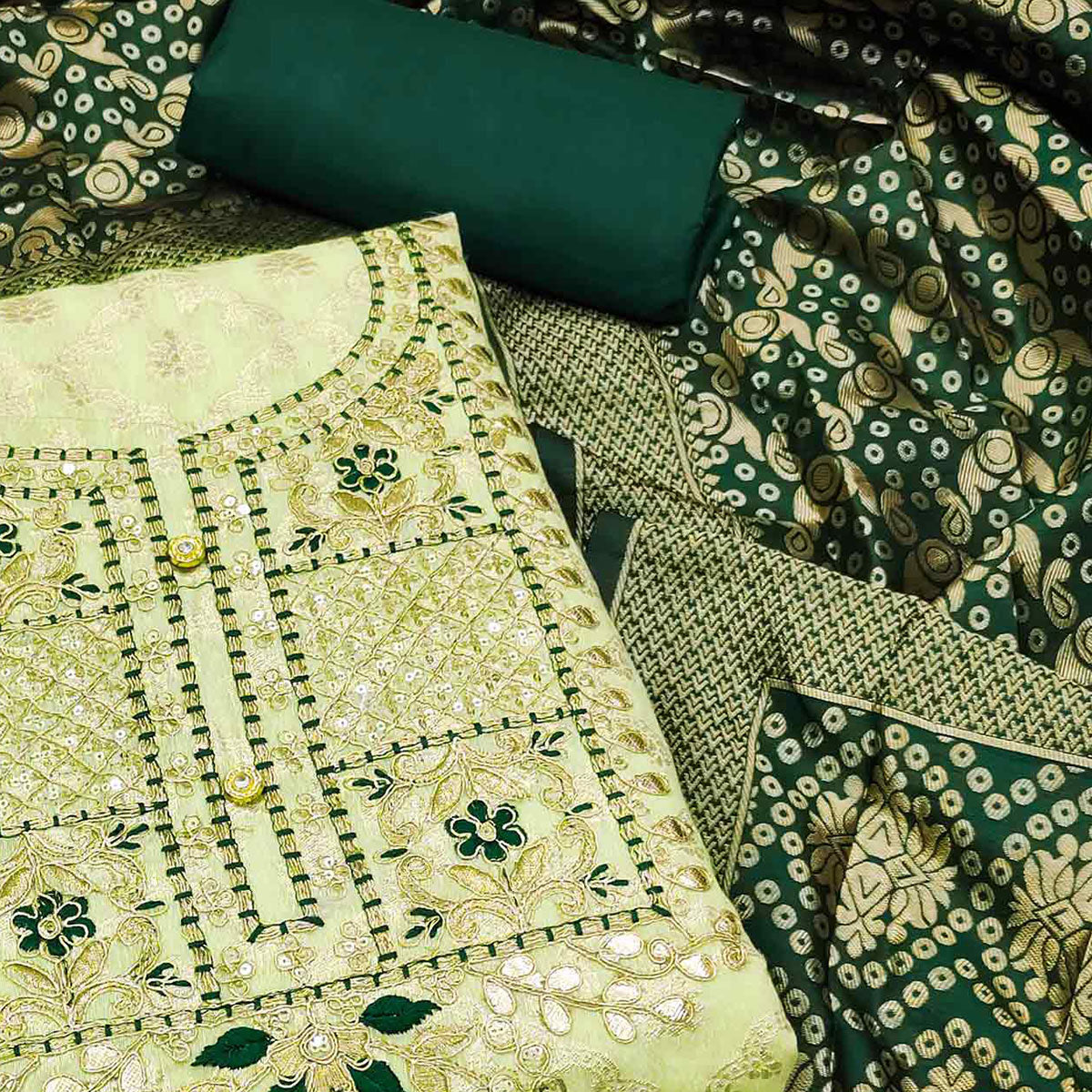 green-woven-with-embroidered-chanderi-dress-material