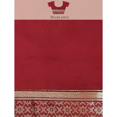 Maroon Woven Banarasi Silk Saree