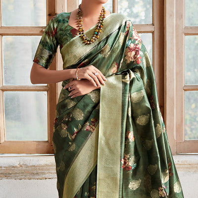 17-green-woven-with-floral-printed-art-silk-saree