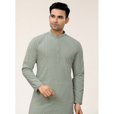 grey-lucknowi-embroidered-georgette-kurta-pyjama-set