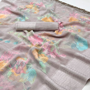 grey-floral-printed-georgette-saree-with-tassels